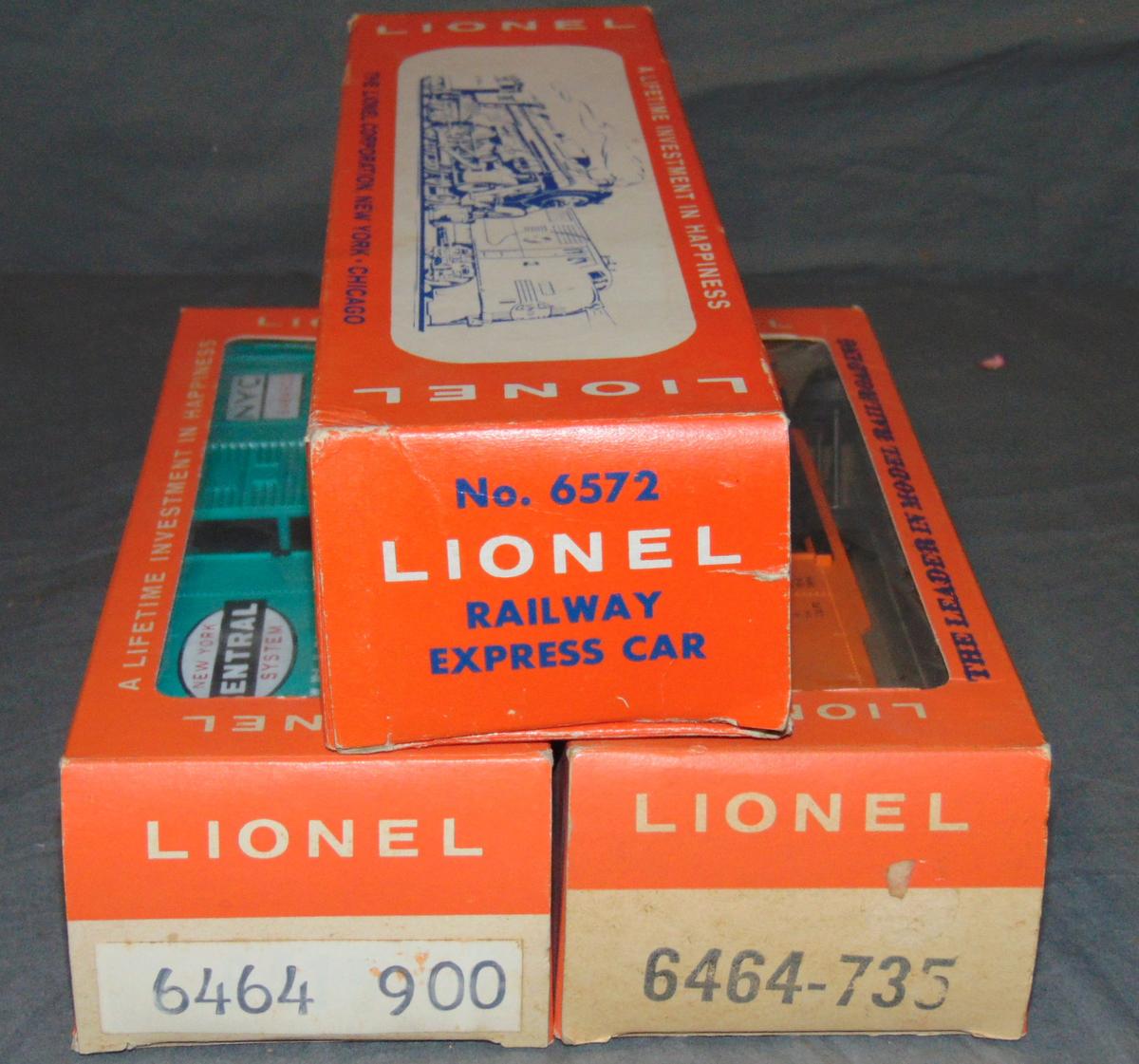 3 Unrun Boxed Lionel Freight Cars