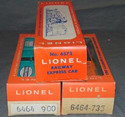 3 Unrun Boxed Lionel Freight Cars