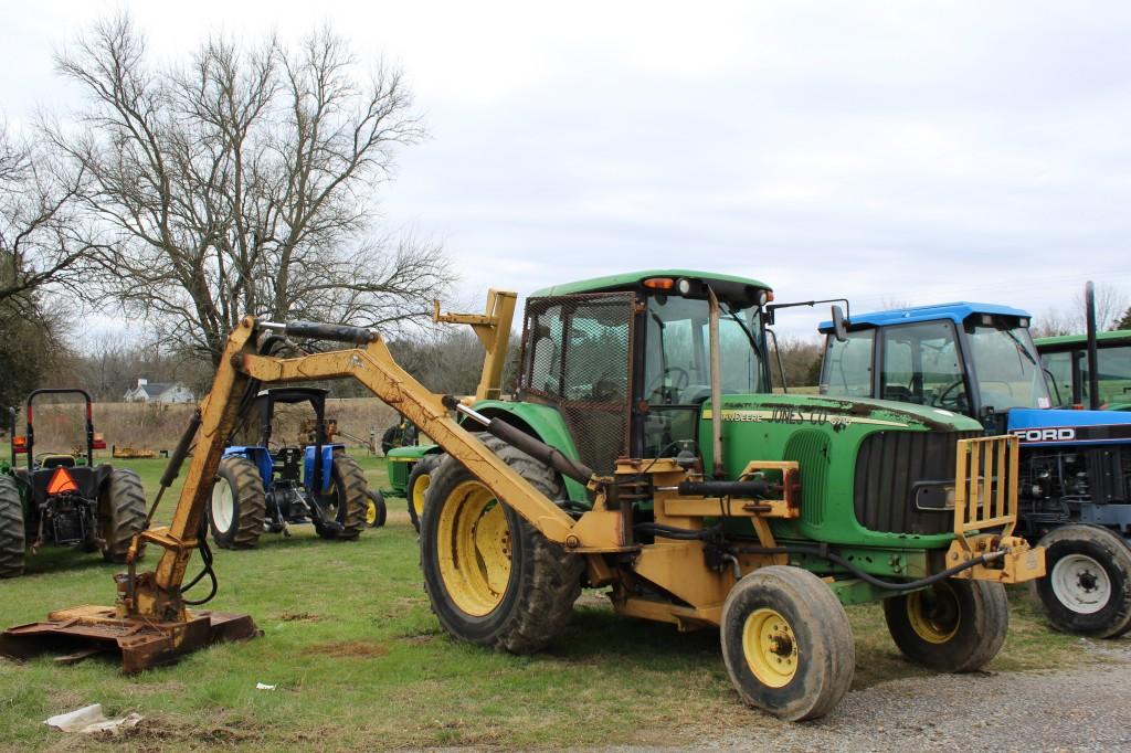 John Deere 6715  Tractor, 2WD, C/H/A, w/ Diamond Side Mower, S/N: A4496351