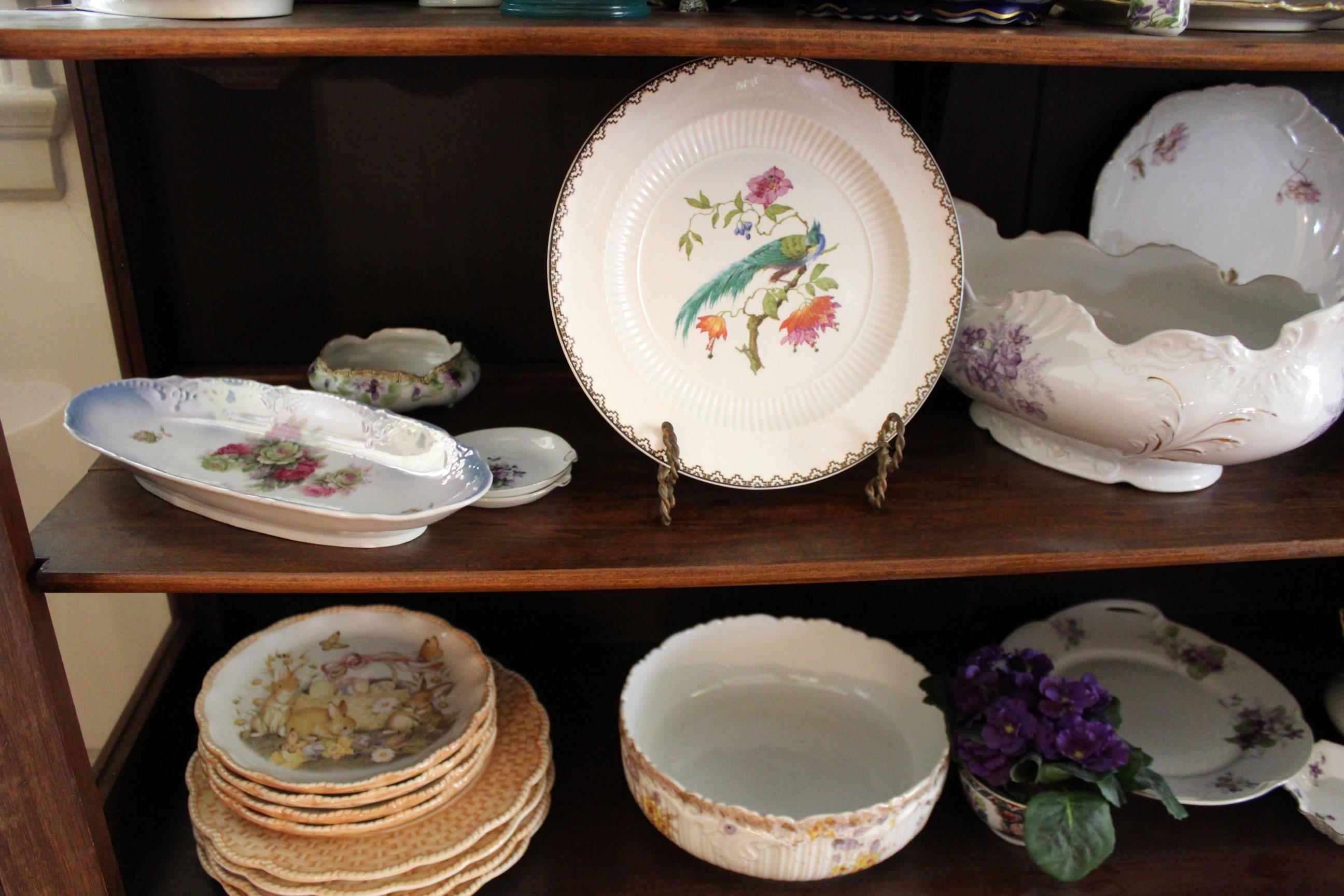 Contents of Curio Cabinet To Include: Decorative Painted Bowls, Plates, Cup