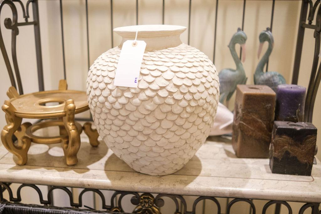Assorted Lot to include - (1) large fish vase, (1) resin urn with fish scal