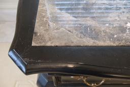 Pair (2) of Marge Carson nightstands, 2-drawer, distress black finish inset