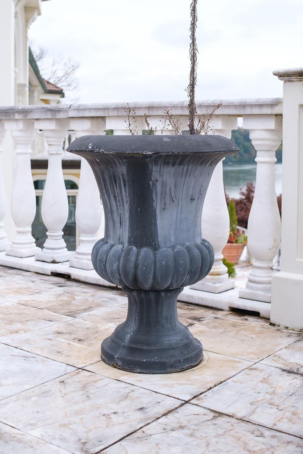 Fiberglass planter urns,  Approx. 30"h 22"W x