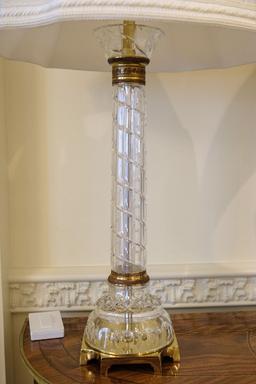 Qty. (2) Crystal lamps with brass bases, (1) Approx.  32" H - (1) Approx.