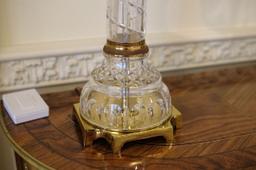 Qty. (2) Crystal lamps with brass bases, (1) Approx.  32" H - (1) Approx.
