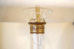Qty. (2) Crystal lamps with brass bases, (1) Approx.  32" H - (1) Approx.