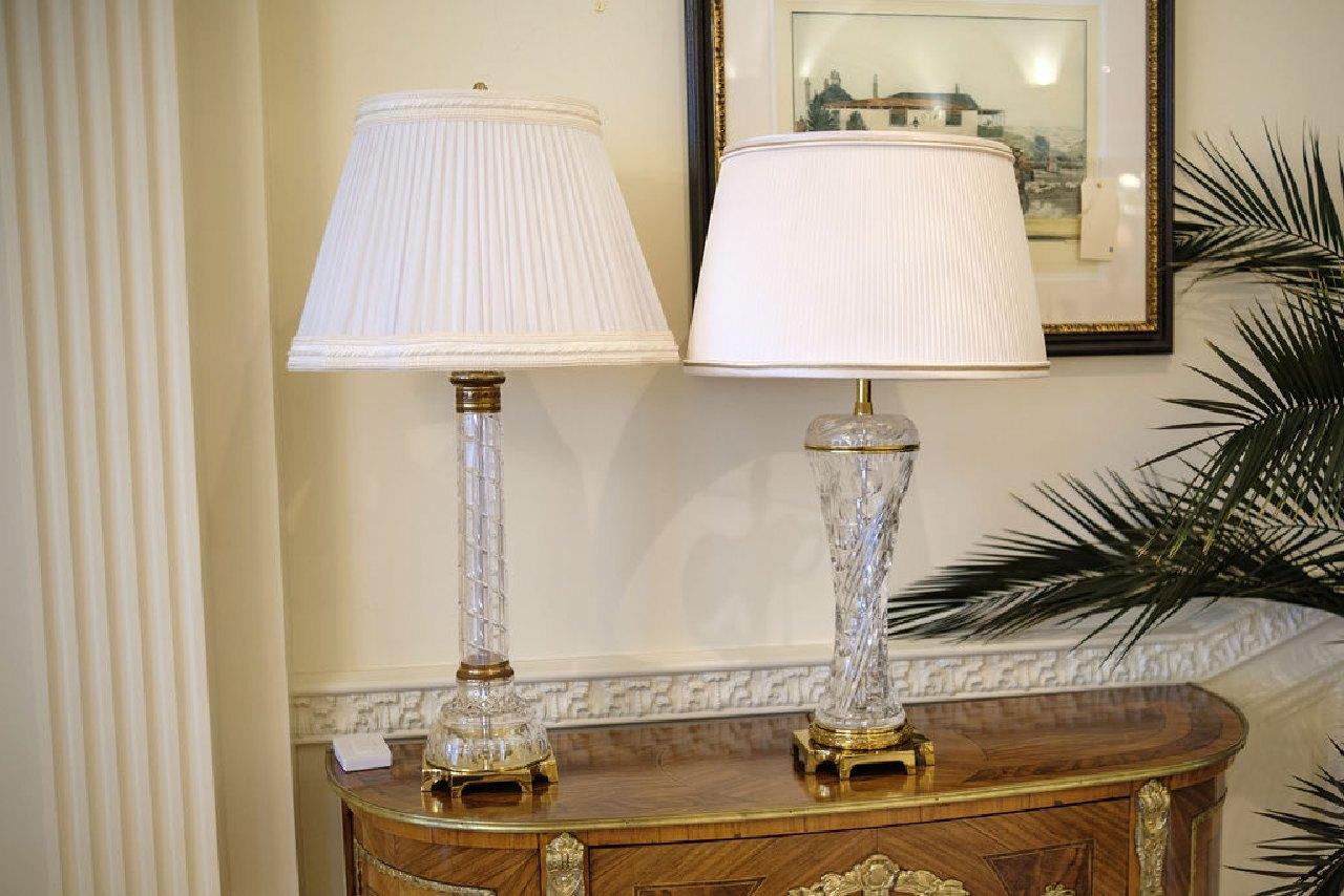 Qty. (2) Crystal lamps with brass bases, (1) Approx.  32" H - (1) Approx.