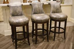 Set of (3) swivel bar stool, vinyl upholstery, Approx.   44"H x 22"W x 17"D