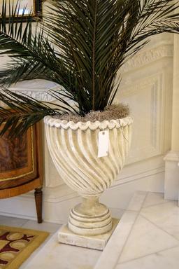 Pair (2) of cast planters, Italian style, Approx.  26"H x 18"W