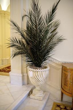 Pair (2) of cast planters, Italian style, Approx.  26"H x 18"W