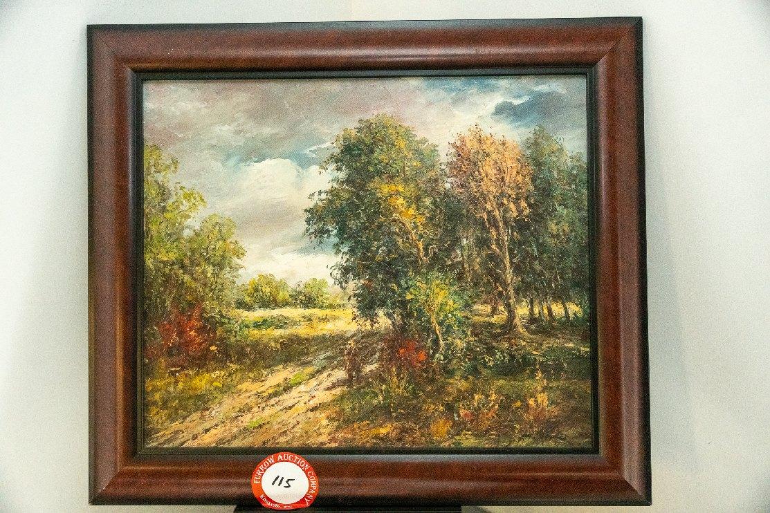 Framed Original Painting By M Poole, Landscape Scene, 29.5" X 25.5"