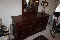 Wooden 7 Drawer Dresser With Matching Mirror - 62"w X 18"d X 32"h - Mirror