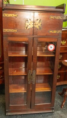 Antique Mahogany 4 Door (2 Glass) Curio Display Cabinet/bookshelf