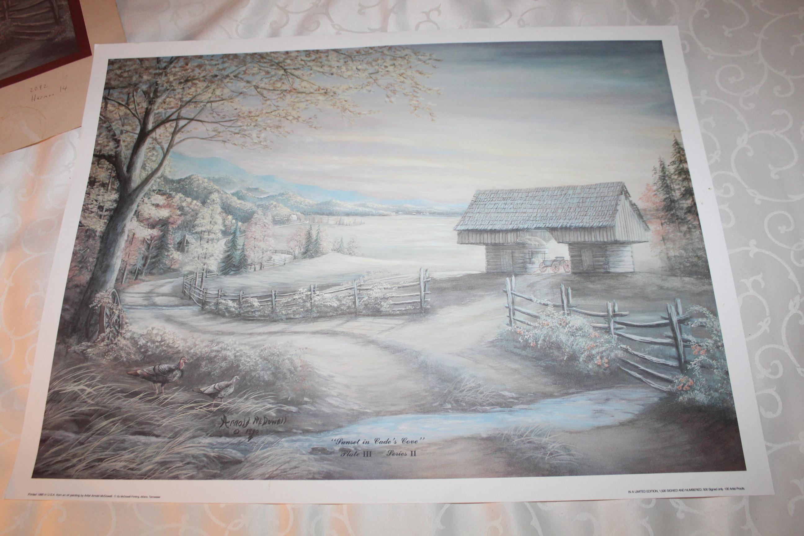 Unframed Arnold Mcdowell Print, Signed, "sunset In Cades Cove (plate 3, Ser
