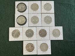 (12) Half Dollars: (1) 1961-D BU, (2) 1961 NO Mint Mark Proofs, (2) 1962 No