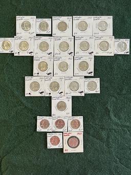 Washington Quarters: 91) 1947-S BU, (1) 1948 MS-63, (1) 1950 BU, (1) 1950-D