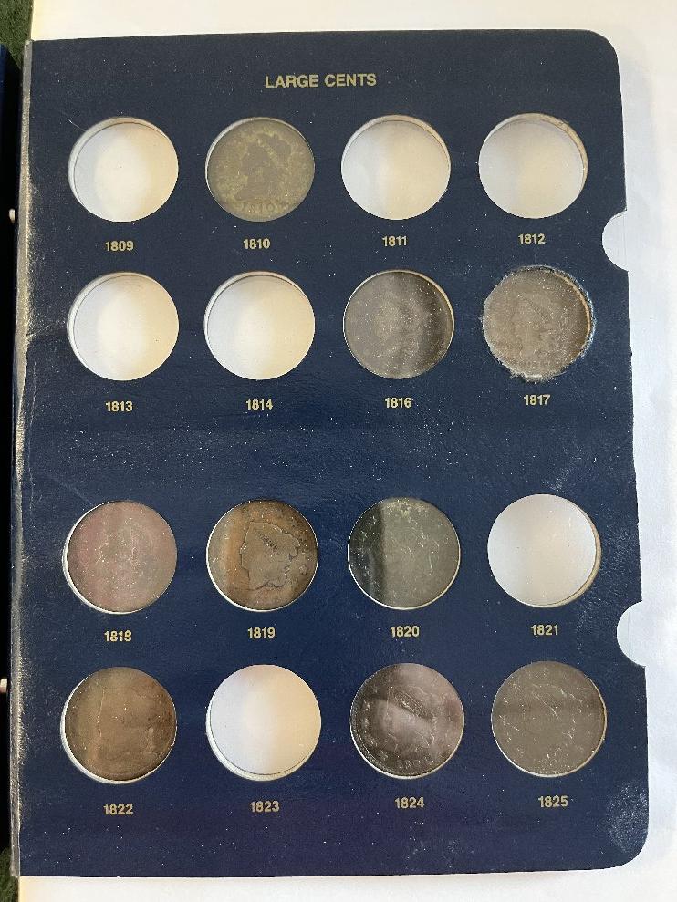 Large Cent Album, Coins Collected: 1802, 1803, 1810, 1816, 1817, 1818, 1819