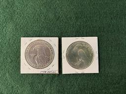 (2) Los Angeles Olympic Silver Dollars: (1) 1983 Mint Mark P Uncirculated,