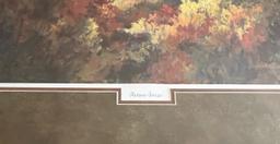 Framed Under Glass Jim Gray Print, Signed, "Autumn Breezes", 30" x 26"