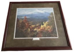 Framed Under Glass Jim Gray Print, Signed, "Autumn Breezes", 30" x 26"