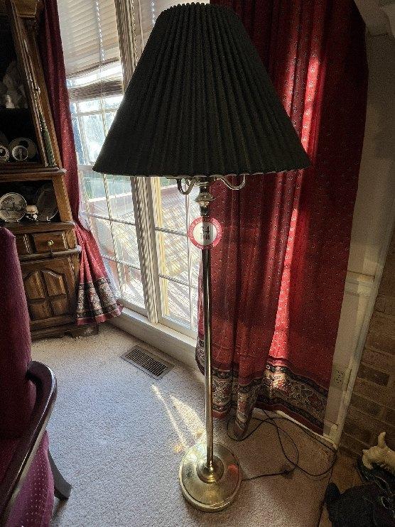 Pair of Matching Brass Floor Lamps with Shades