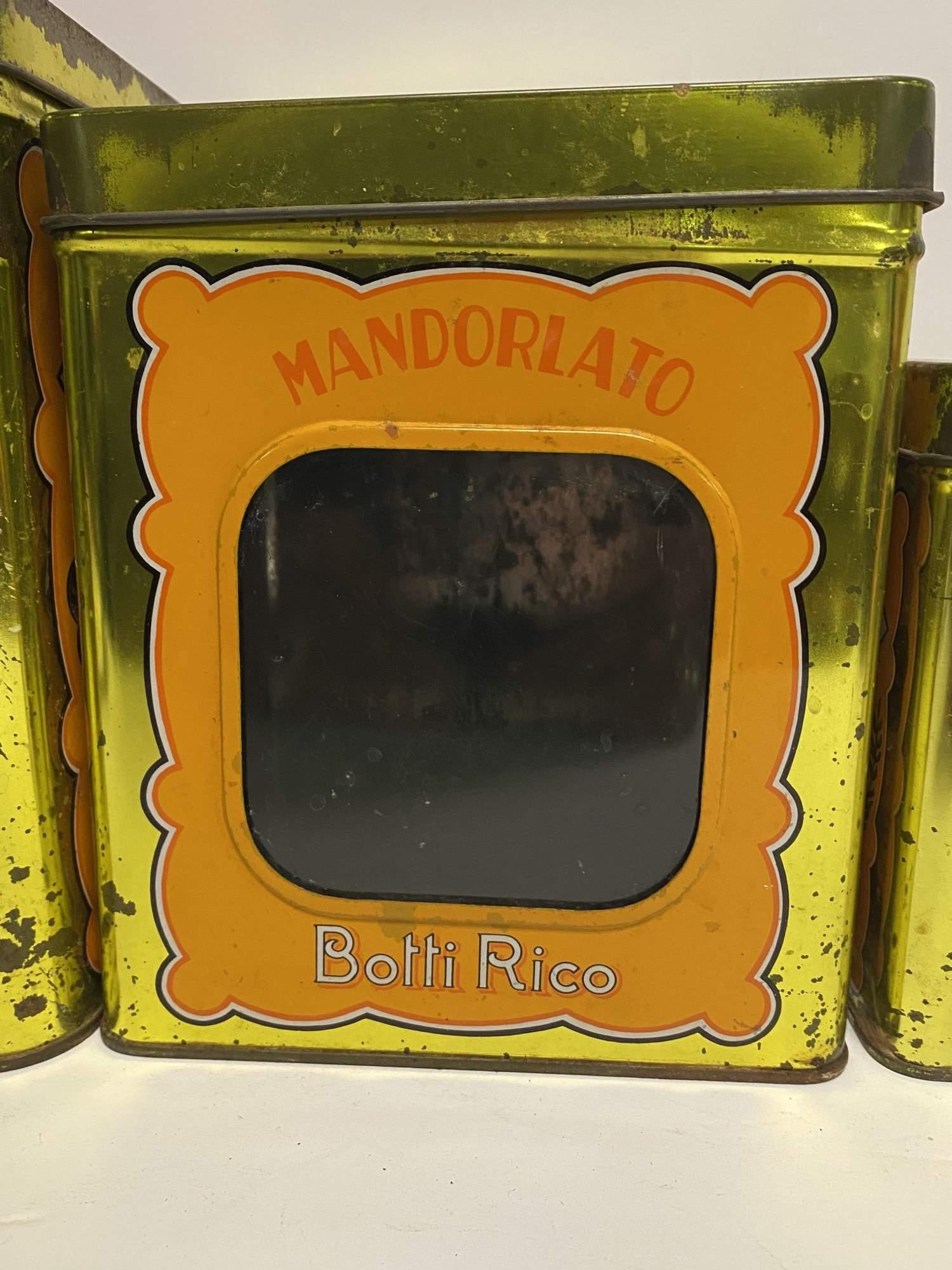 FOUR VINTAGE MANDORLATO BOTTI RICO NESTING TINS