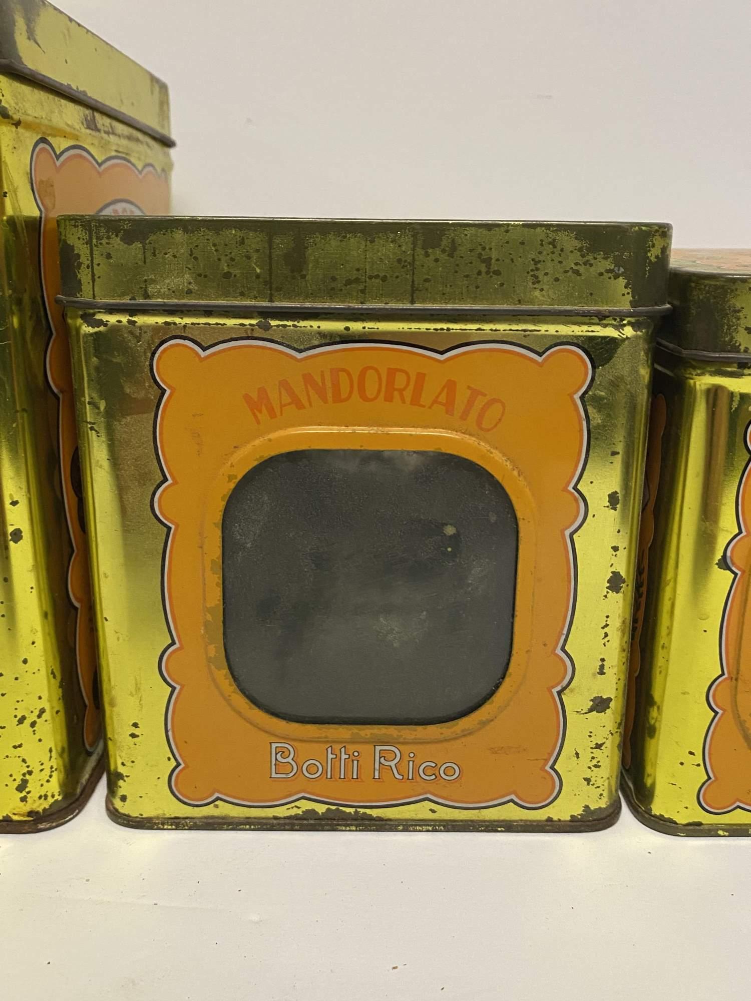 FOUR VINTAGE MANDORLATO BOTTI RICO NESTING TINS