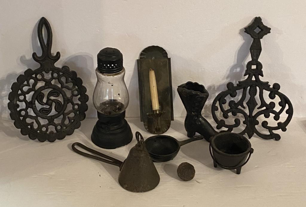 NINE PIECES OF METALWARE