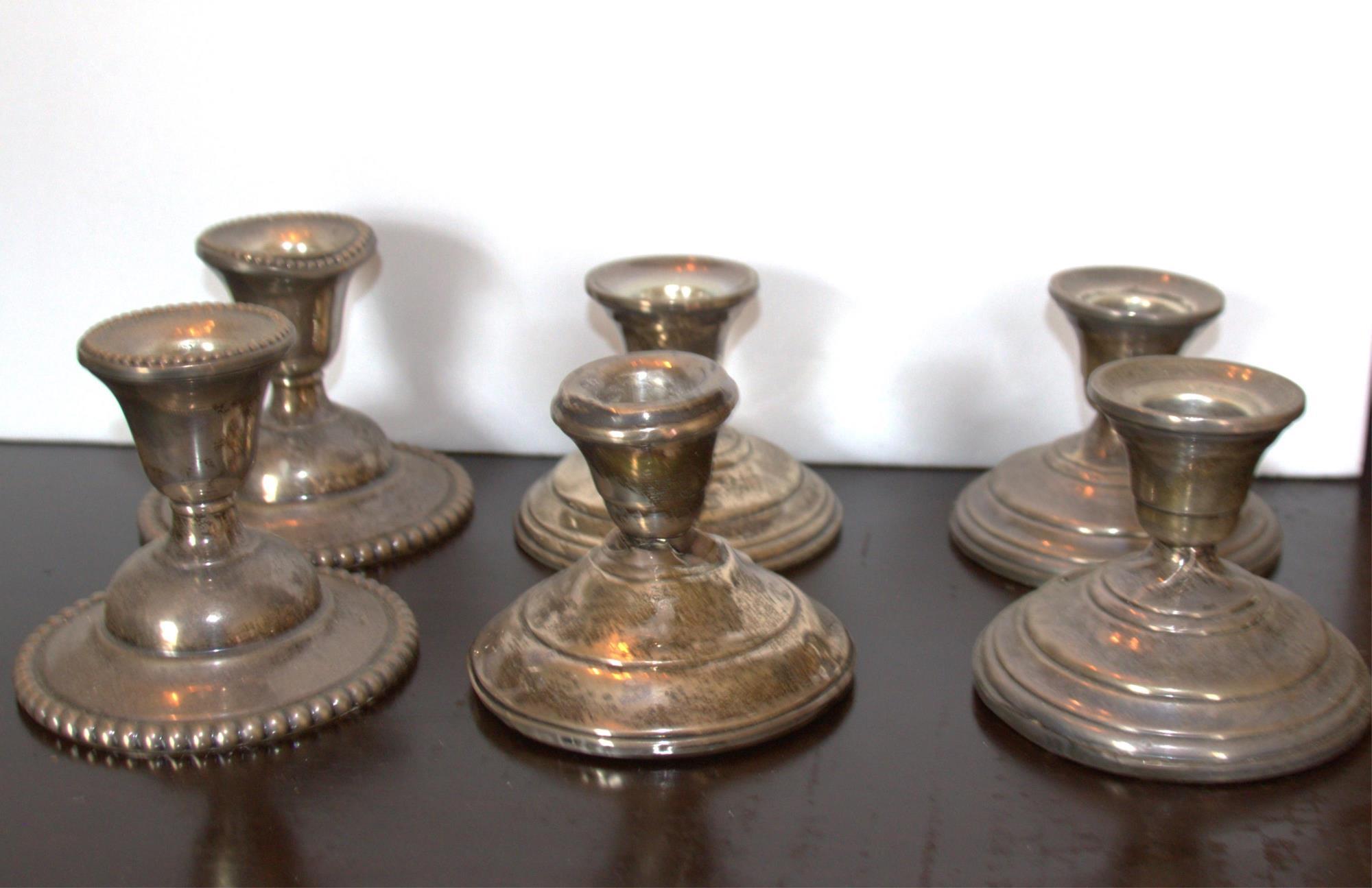 6 STERLING SILVER CANDLESTICKS