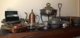 16 + PIECES OF SILVER PLATE & OTHER TABLETOP ITEMS