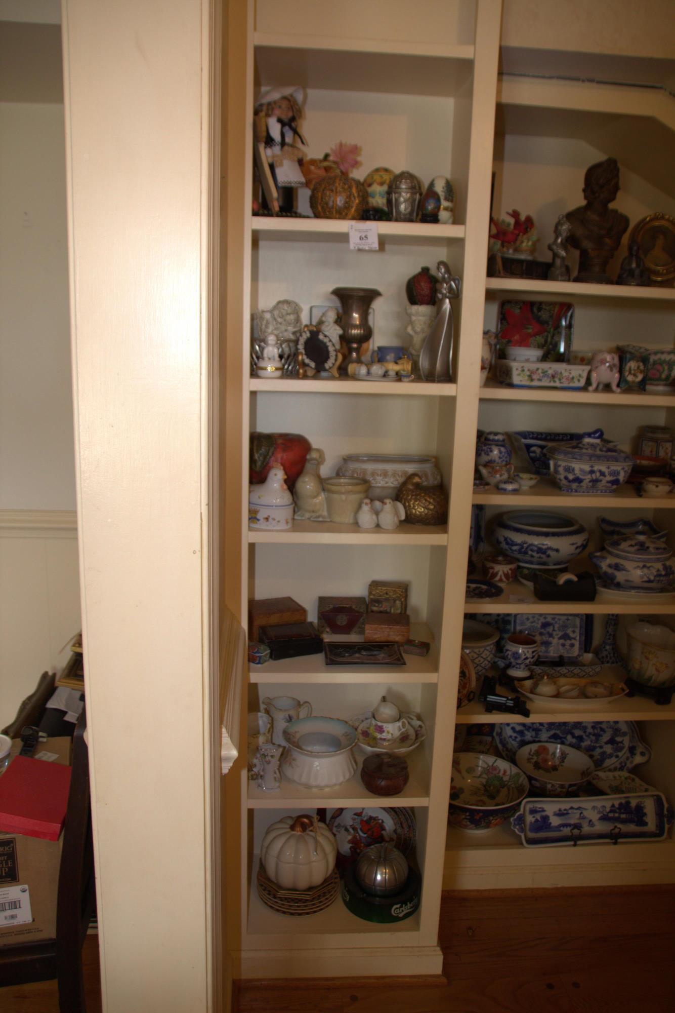 CONTENTS OF 6 SHELVES OF DECORATIVES