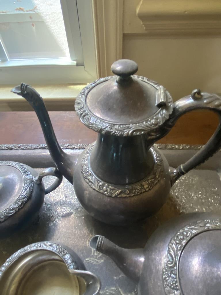 FIVE PIECES SILVERPLATE TEA SERVICE