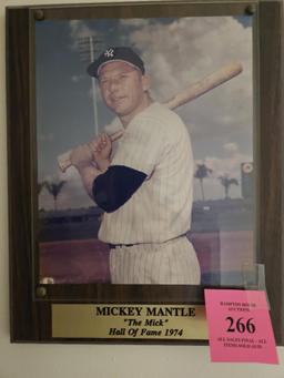 MICKEY MANTLE PHOTO ON PLAQUE