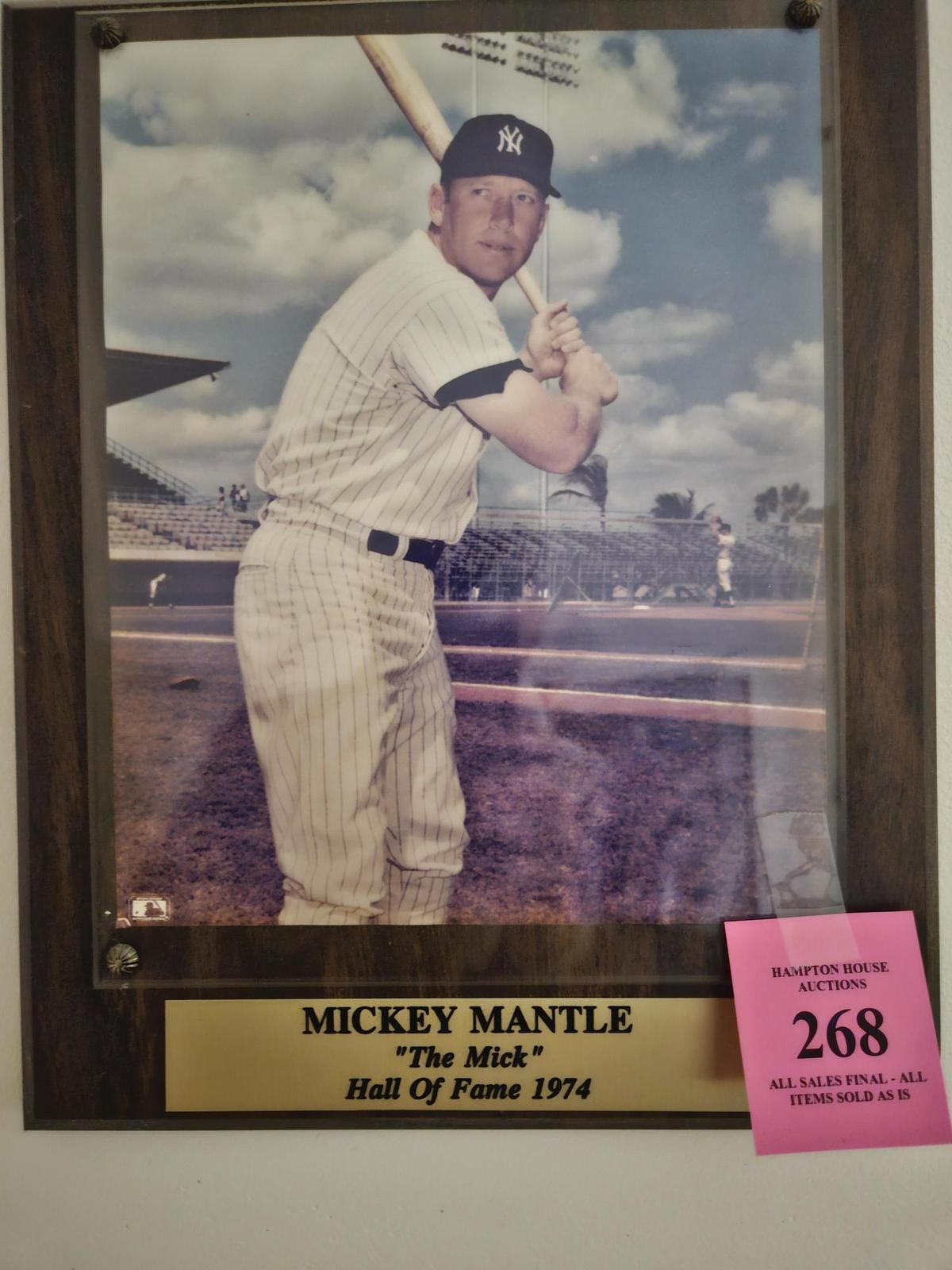 MICKEY MANTLE #3 PHOTO ON PLAQUE