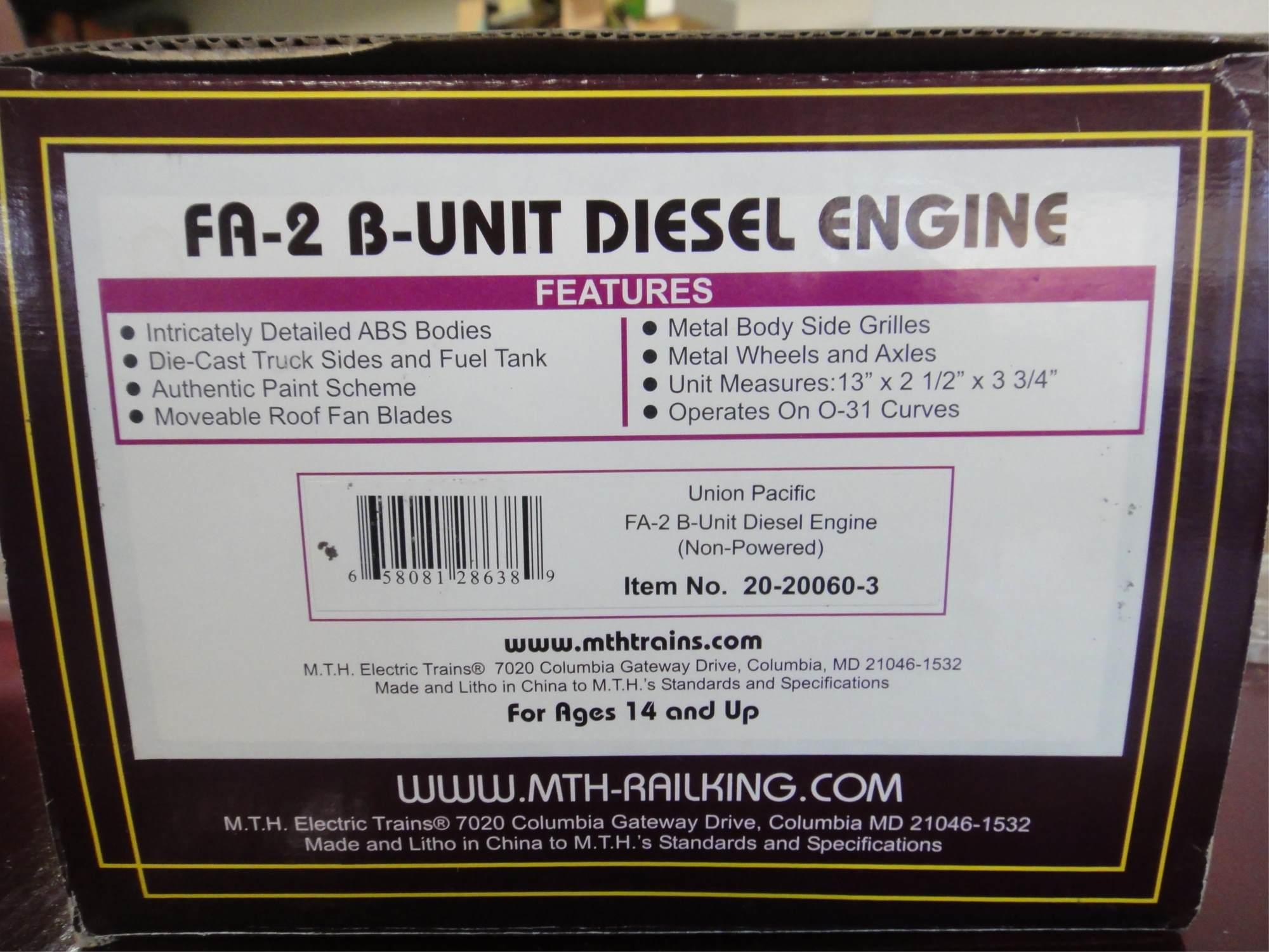 MTH  UP  FA-2 ABA DIESEL SET WITH ADD ON B UNIT