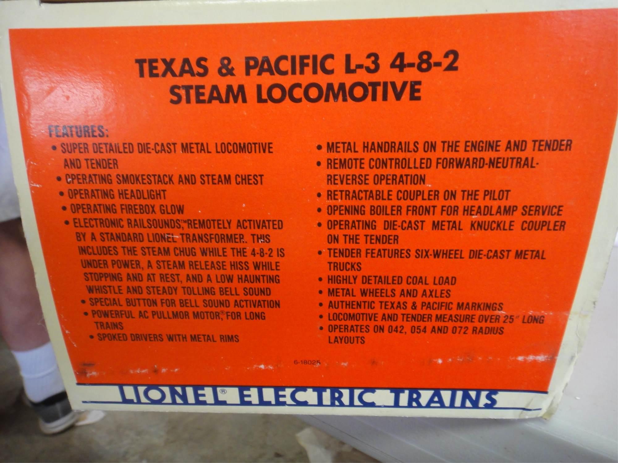 LIONEL  L-3 4-8-2 TEXAS AND PACIFIC STEAM ENGINE A