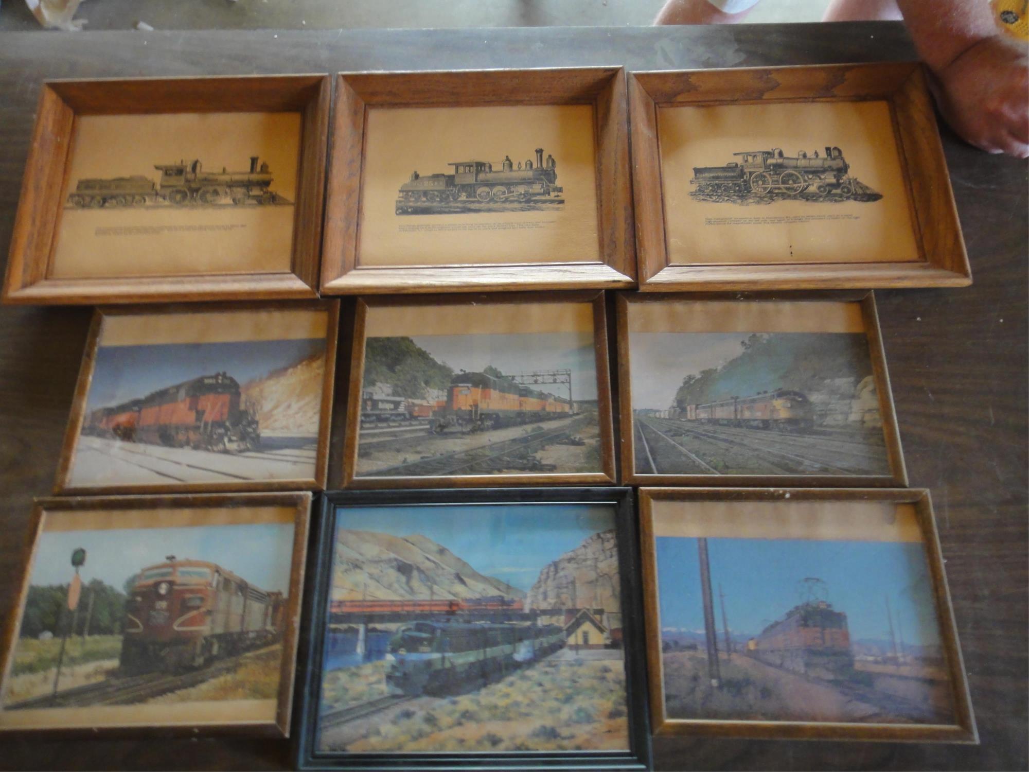 9 FRAMED TRAIN PICTURES