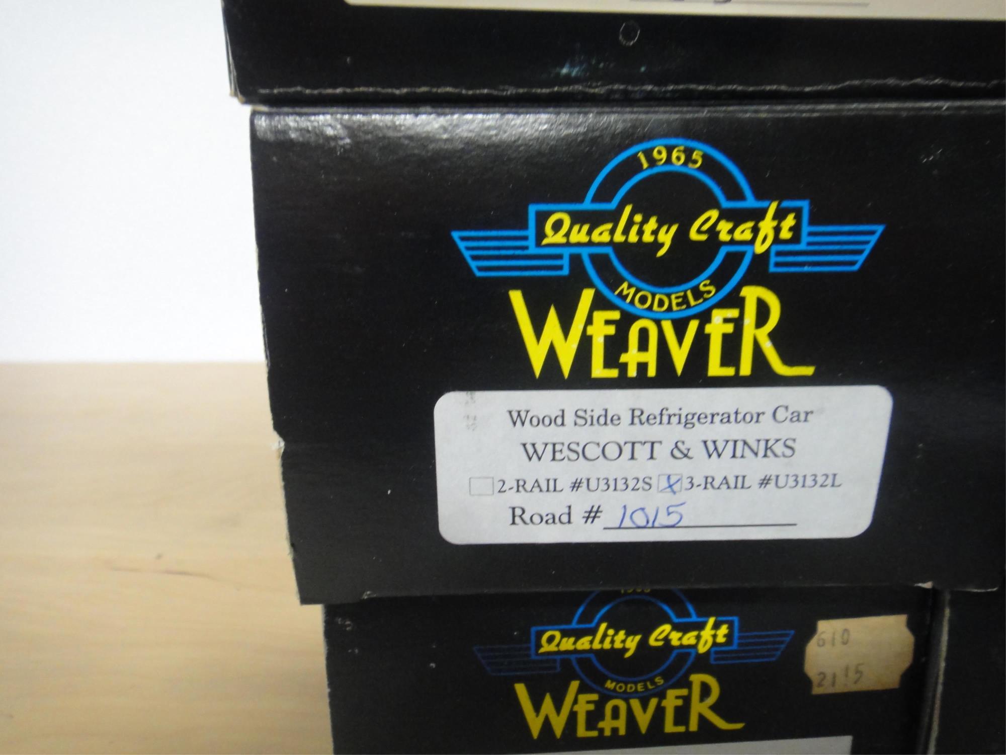 5 WEAVER ULTRA LINE   3 RAIL O GAUGE   BOX CARS