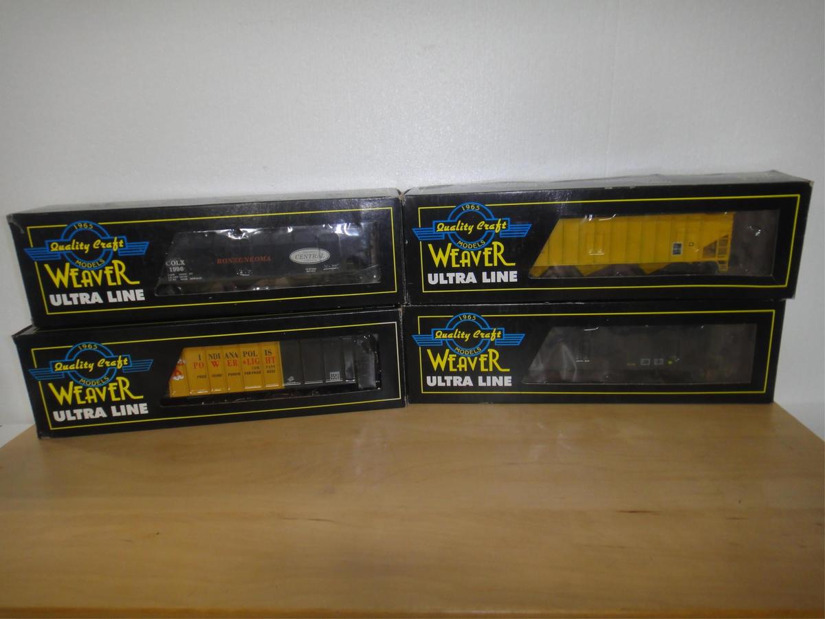 4 WEAVER ULTRA LINE   3 RAIL O GAUGE COAL CARS WIT