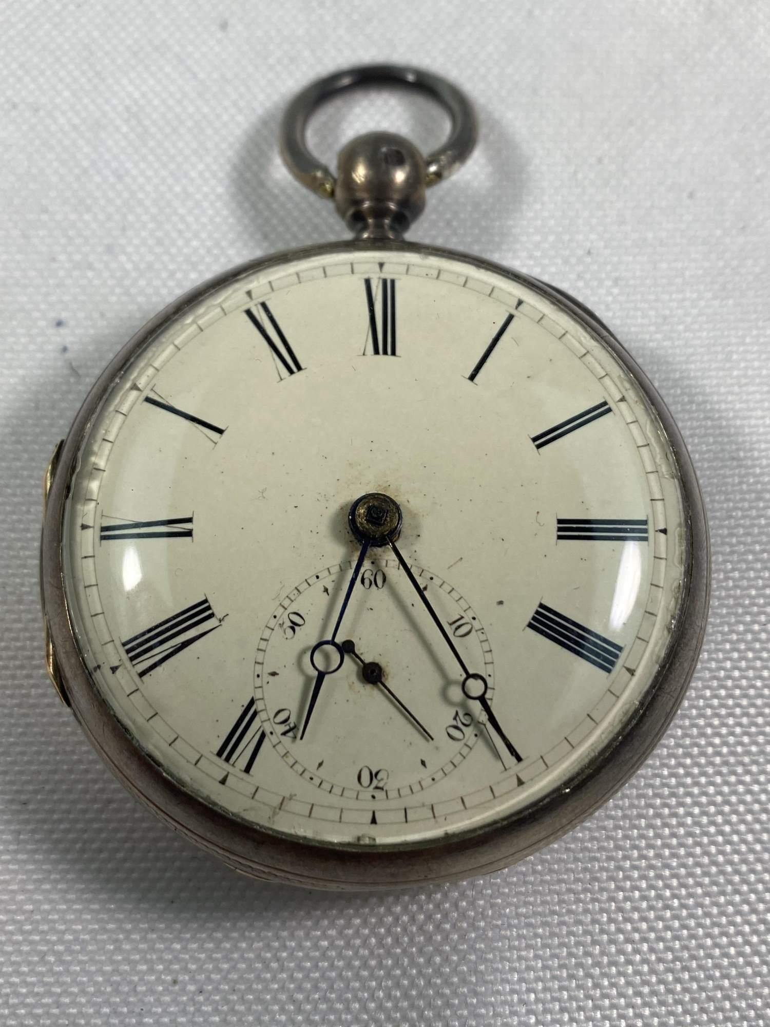 ENGLISH STERLING SILVER KEY WIND POCKET WATCH