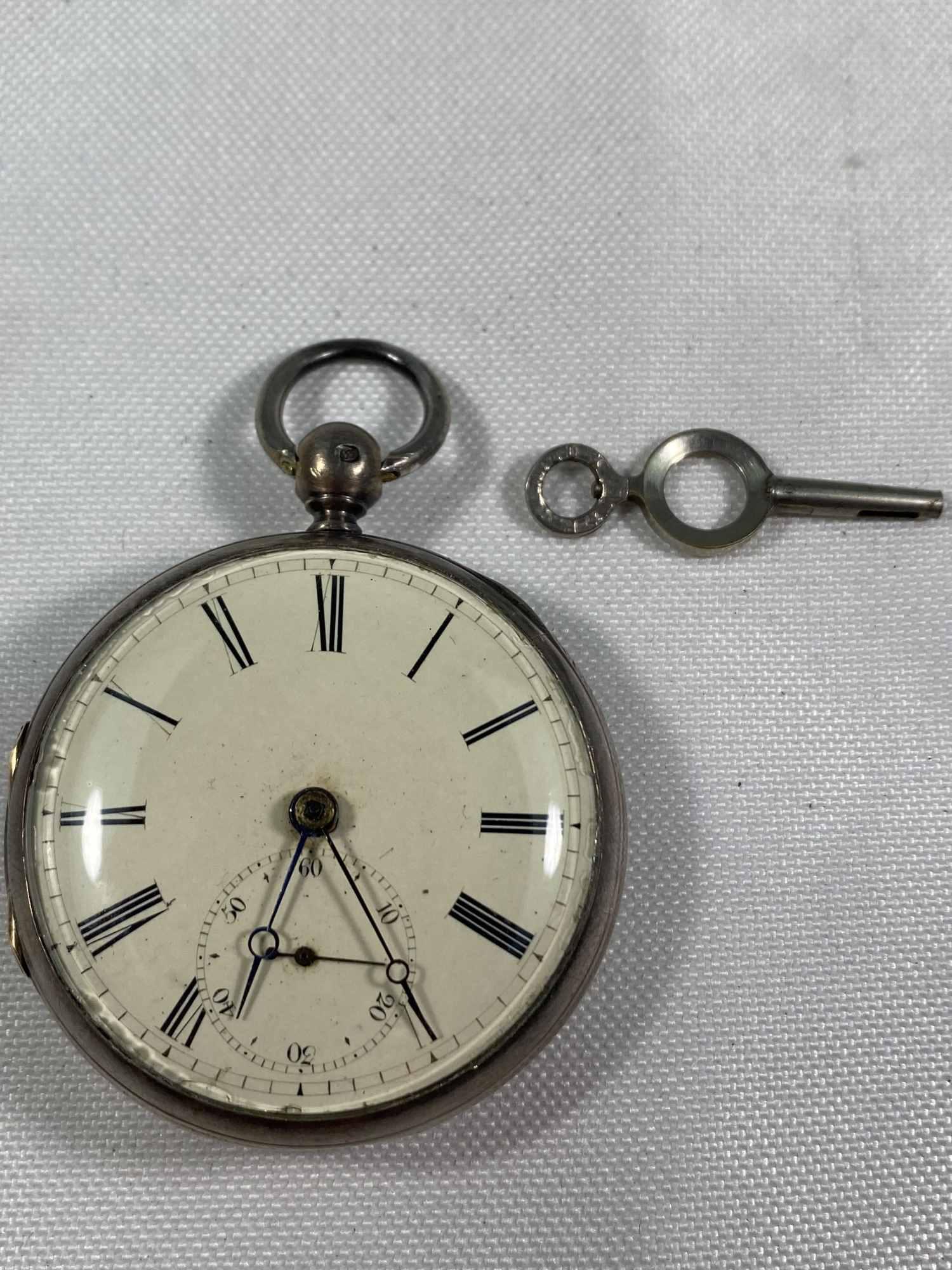 ENGLISH STERLING SILVER KEY WIND POCKET WATCH