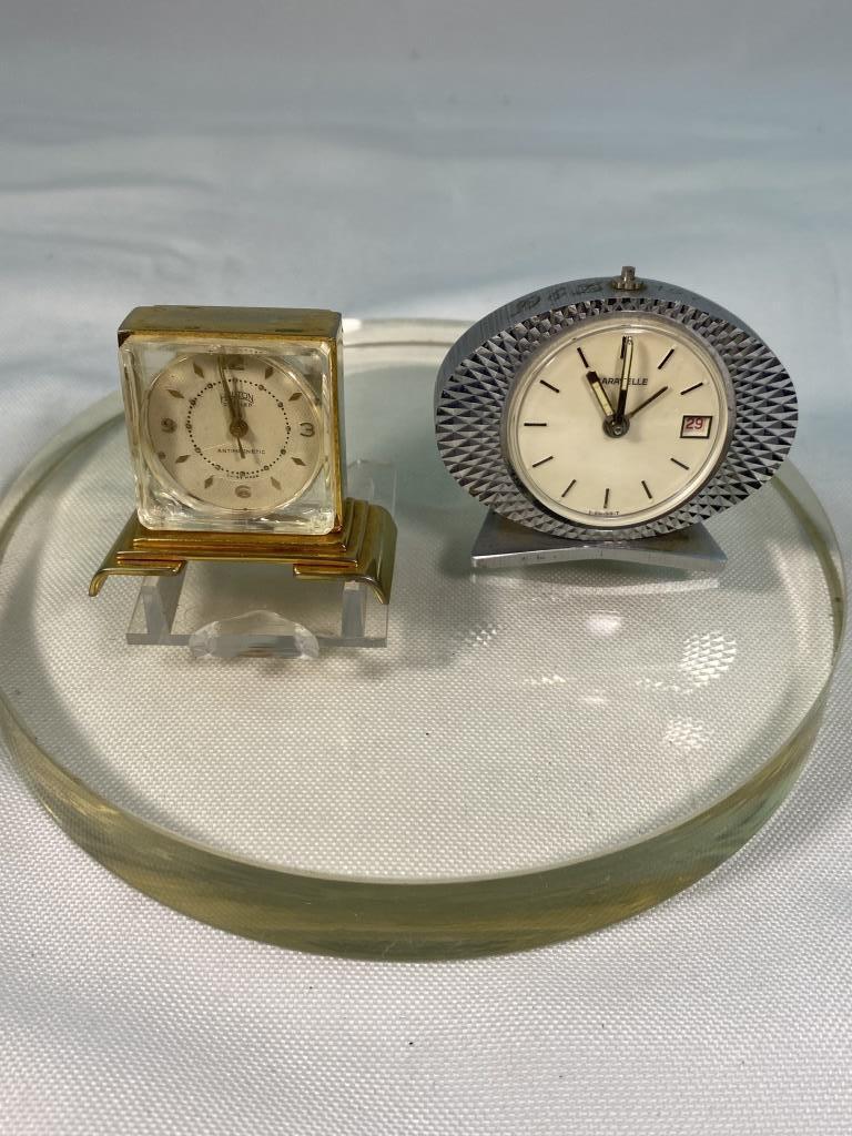 PAIR OF WORKING VINTAGE TRAVEL CLOCKS