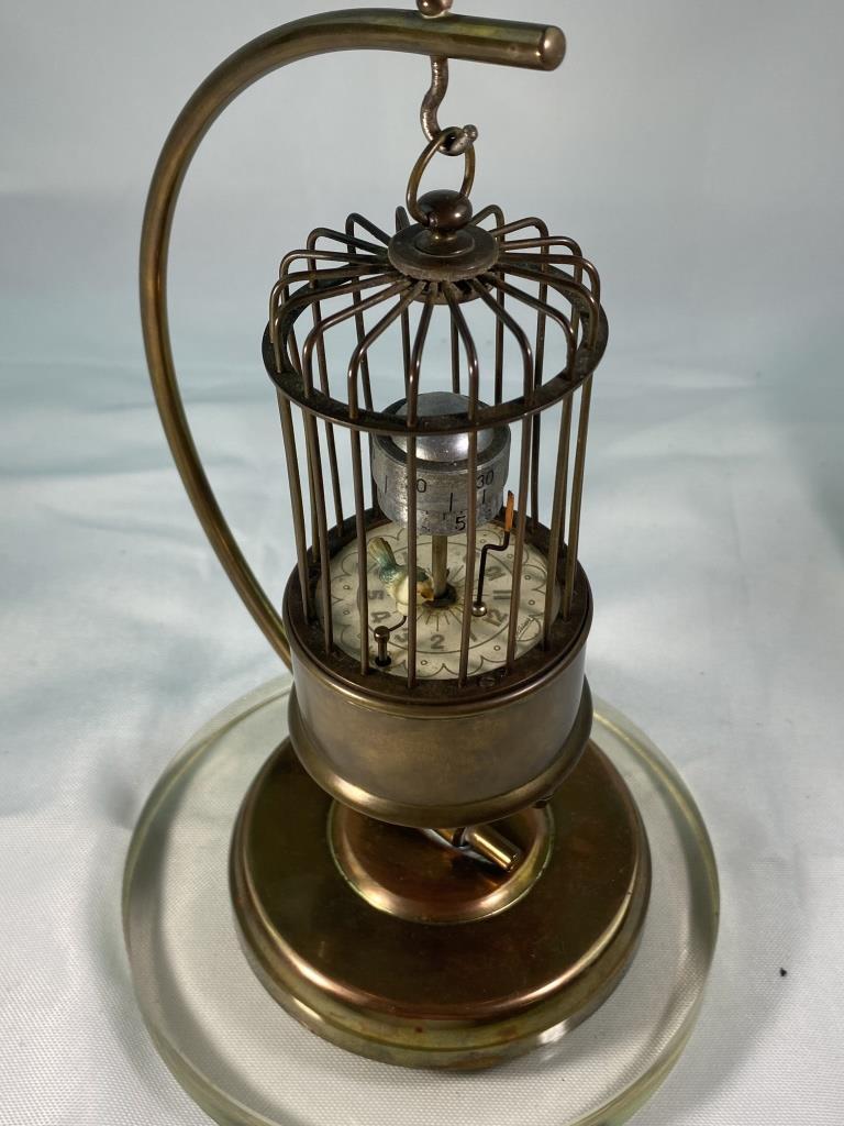 AMAZING !! WORKING !! "BIRD IN CAGE" CLOCK & STAND