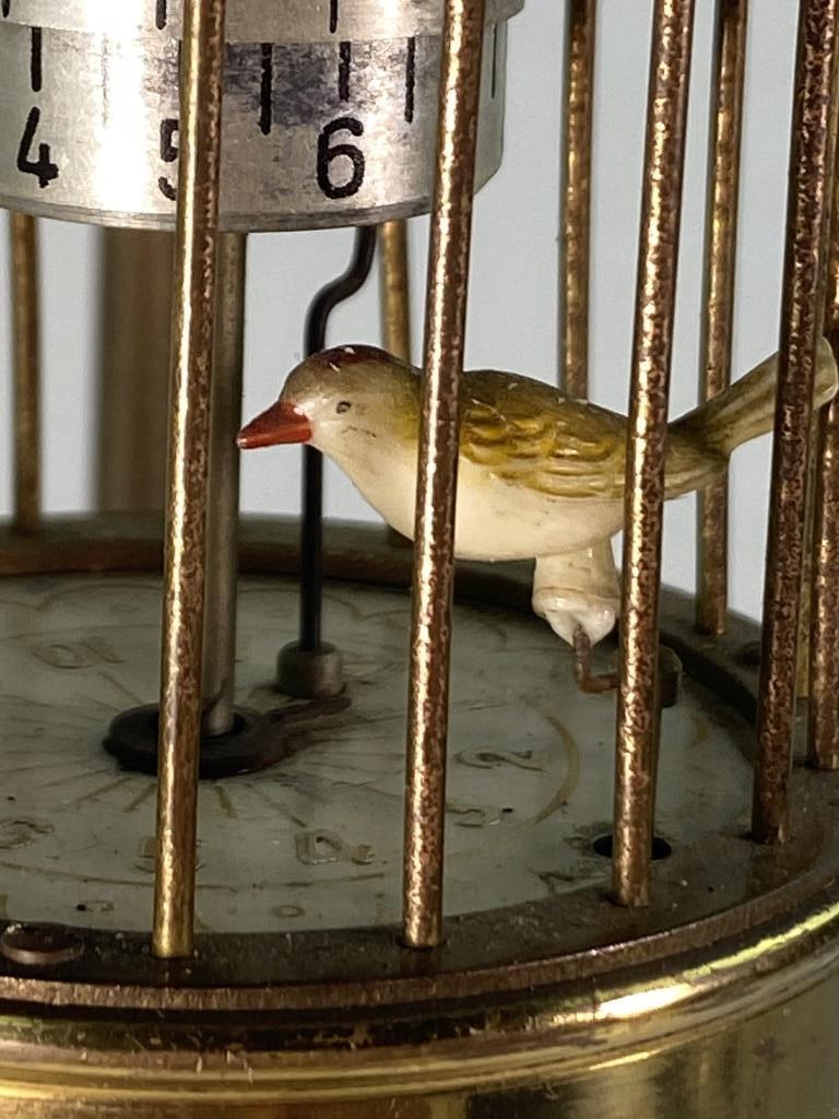 AMAZING !! WORKING !! "BIRD IN CAGE" CLOCK & STAND