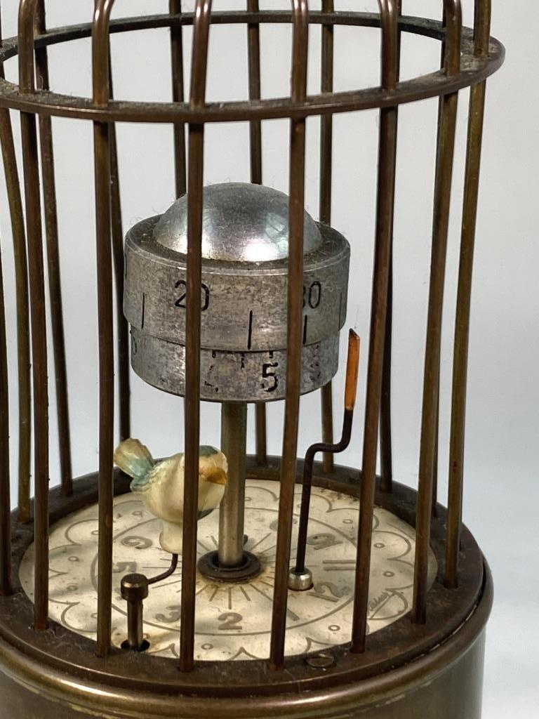 AMAZING !! WORKING !! "BIRD IN CAGE" CLOCK & STAND