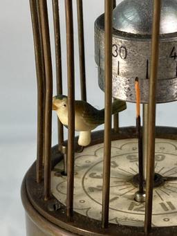 AMAZING !! WORKING !! "BIRD IN CAGE" CLOCK & STAND