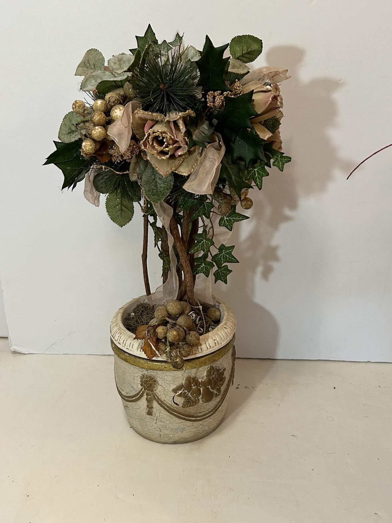 SIX PIECES OF FLORAL AND CONTAINERS