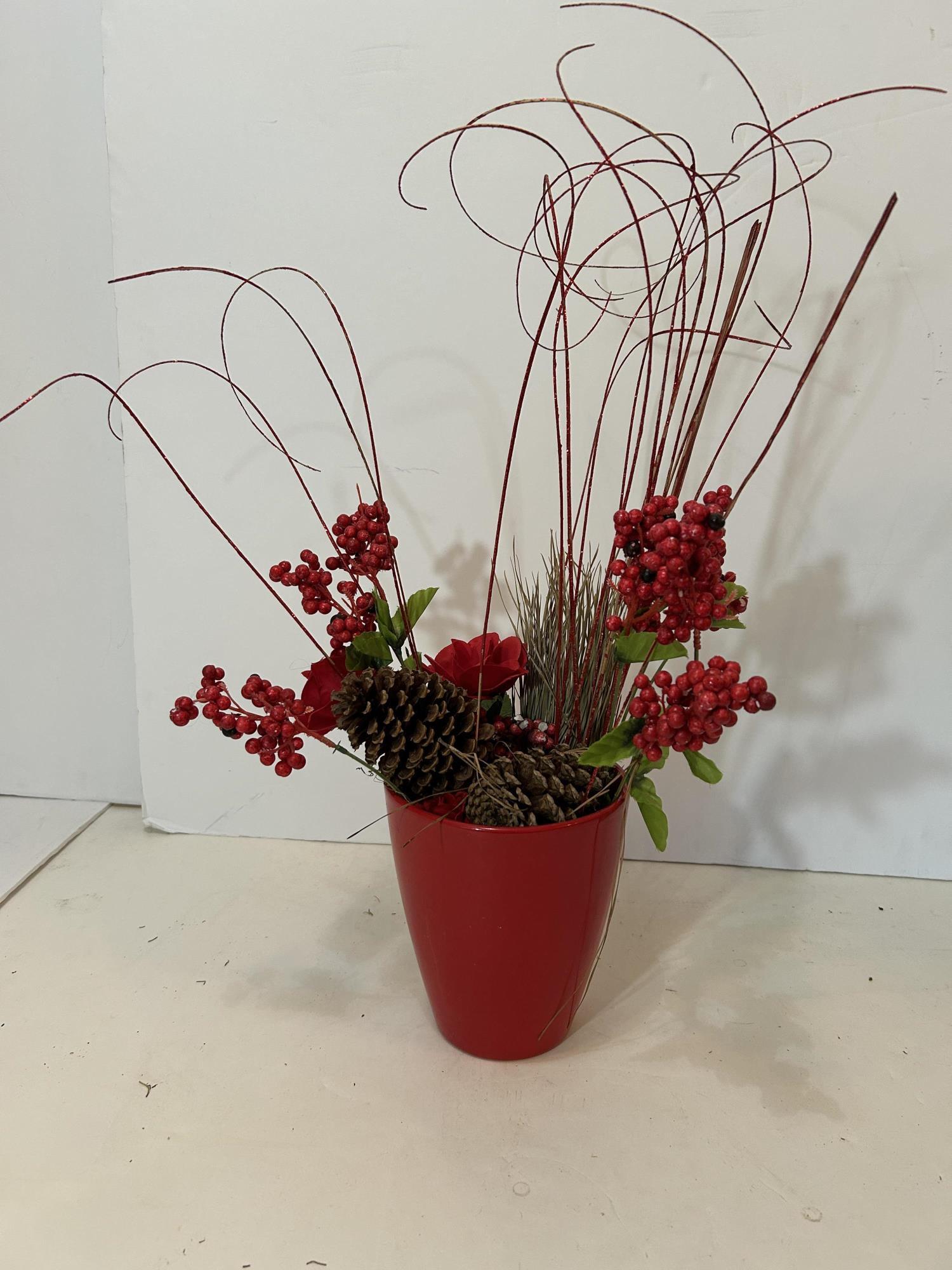 SIX PIECES OF FLORAL AND CONTAINERS