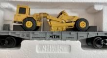 4 RAILKING FLAT CARS WITH CONSTRUCTION VEHICLES  A