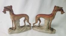 PAIR OF GREYHOUNDS WITH RABBITS - GREAT !!!!